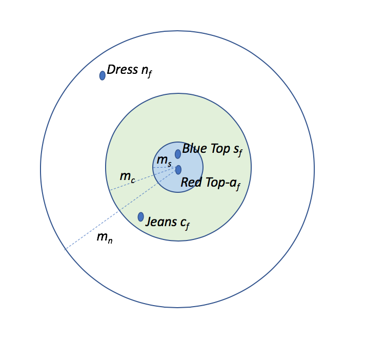 Expected representation space where similar items are clustered together